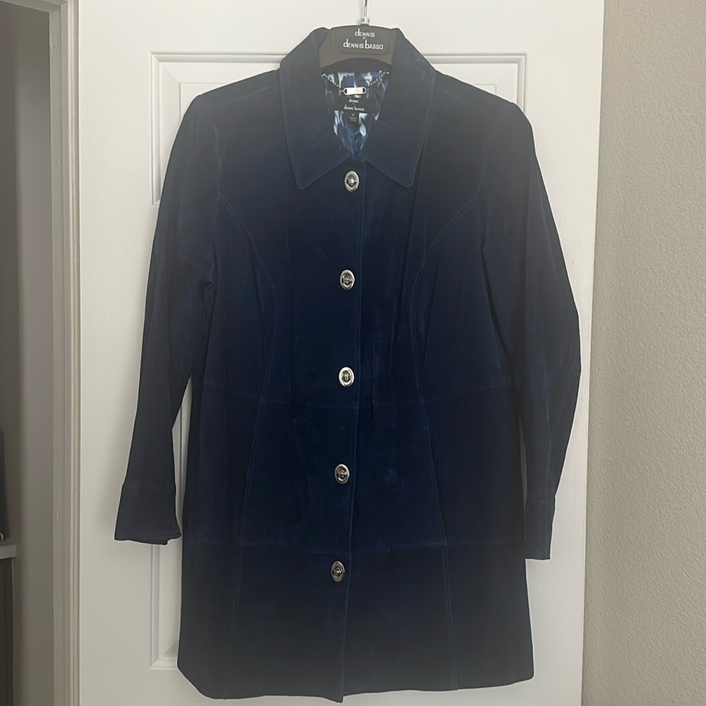 Dennis Basso Blue Leather Jacket Woman’s 1X